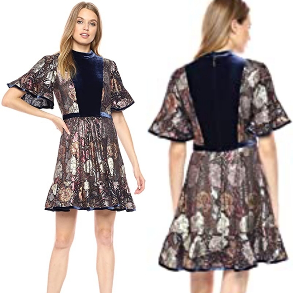 🤑sold🤑REBECCA TAYLOR CLIP DRESS GLISTENING ROSE - Picture 2 of 16